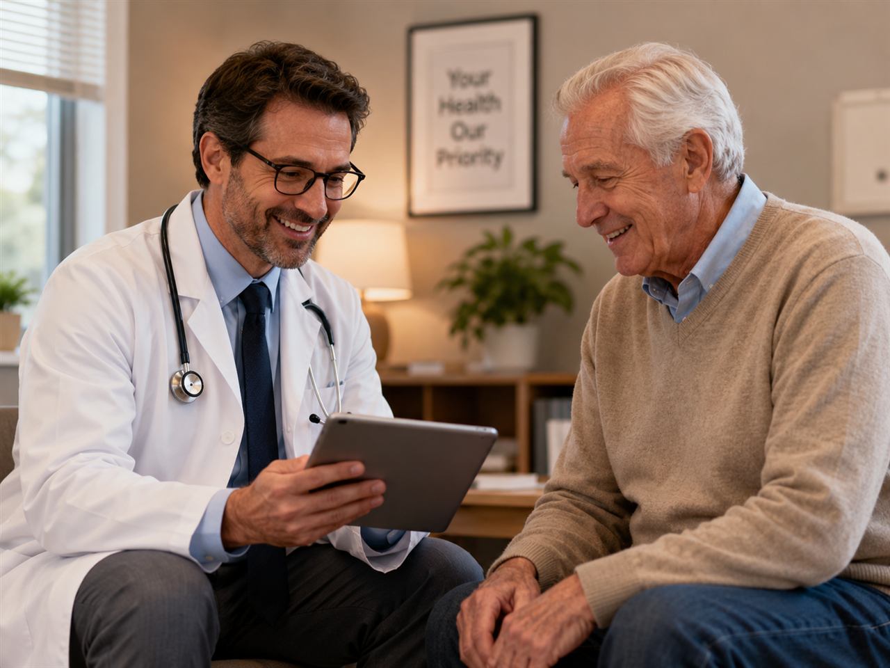 Doctor reviewing notes with a patient