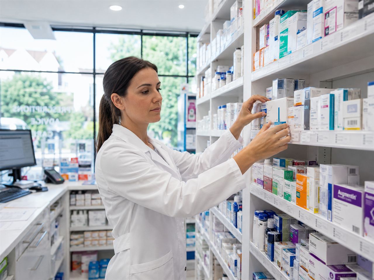 Pharmacist organising medication